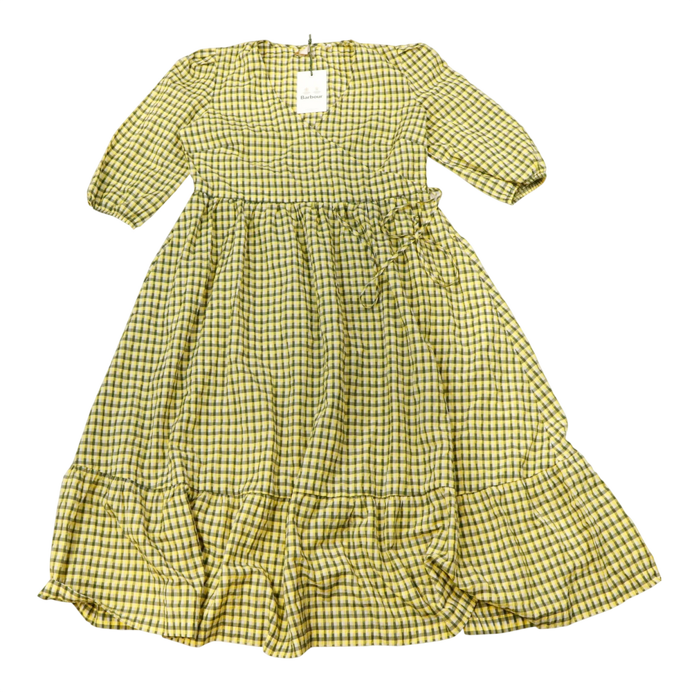 Vintage Barbour Yellow/Green Plaid Dress Size 8